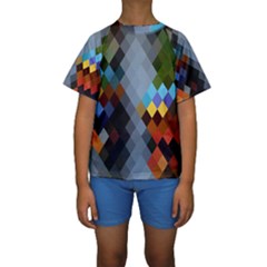 Diamond Abstract Background Background Of Diamonds In Colors Of Orange Yellow Green Blue And More Kids  Short Sleeve Swimwear by Nexatart