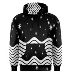 Black And White Waves And Stars Abstract Backdrop Clipart Men s Pullover Hoodie by Nexatart