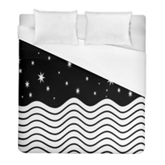 Black And White Waves And Stars Abstract Backdrop Clipart Duvet Cover (full/ Double Size) by Nexatart