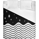 Black And White Waves And Stars Abstract Backdrop Clipart Duvet Cover (California King Size) View1