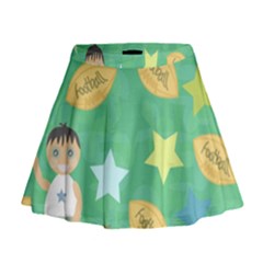 Football Kids Children Pattern Mini Flare Skirt by Nexatart