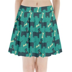 Happy Dogs Animals Pattern Pleated Mini Skirt