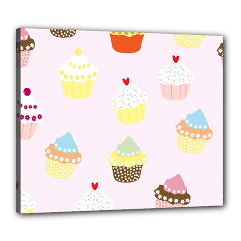 Seamless Cupcakes Wallpaper Pattern Background Canvas 24  X 20  by Nexatart