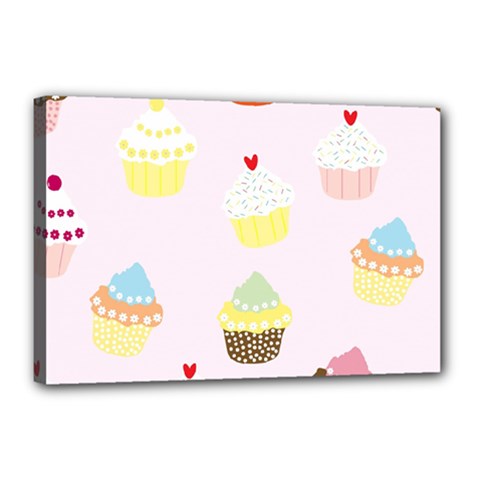 Seamless Cupcakes Wallpaper Pattern Background Canvas 18  X 12  by Nexatart