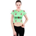 Pretty Background With A Ladybird Image Crew Neck Crop Top View1