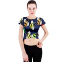 Bees Cartoon Bee Pattern Crew Neck Crop Top View1