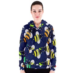 Bees Cartoon Bee Pattern Women s Zipper Hoodie