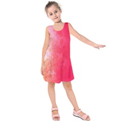 Abstract Red And Gold Ink Blot Gradient Kids  Sleeveless Dress
