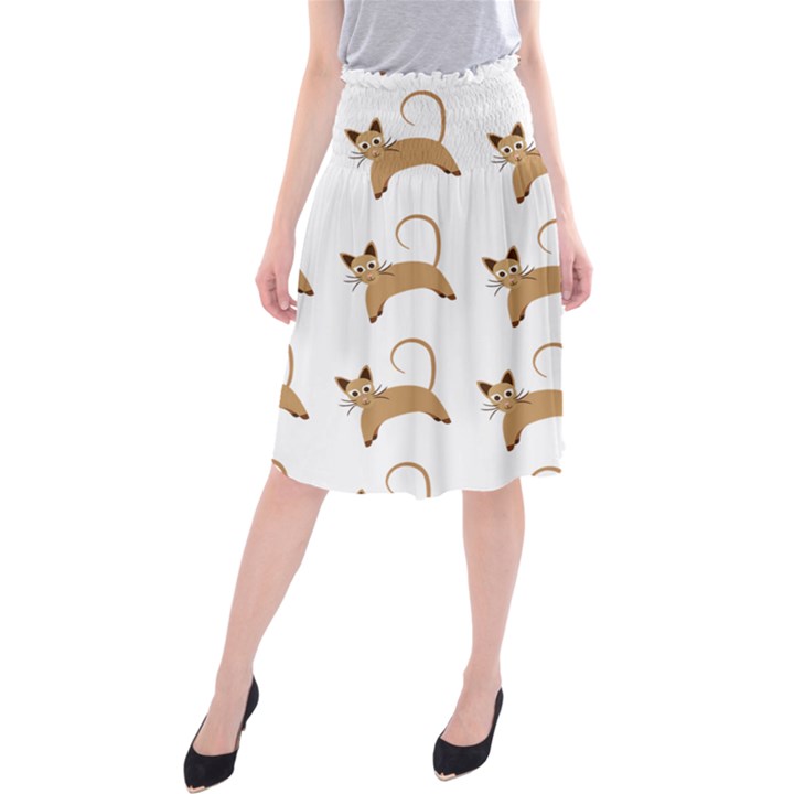 Cute Cats Seamless Wallpaper Background Pattern Midi Beach Skirt