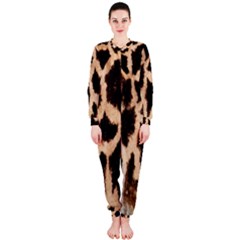 Yellow And Brown Spots On Giraffe Skin Texture Onepiece Jumpsuit (ladies)  by Nexatart