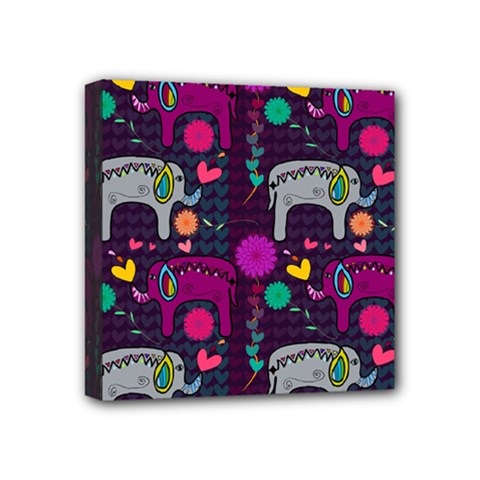 Love Colorful Elephants Background Mini Canvas 4  X 4  by Nexatart