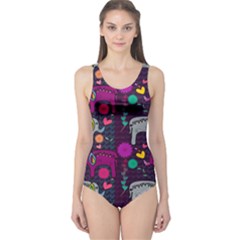 Love Colorful Elephants Background One Piece Swimsuit by Nexatart