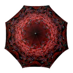Red Fractal Valley In 3d Glass Frame Golf Umbrellas by Nexatart