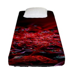 Red Fractal Valley In 3d Glass Frame Fitted Sheet (single Size) by Nexatart