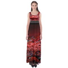 Red Fractal Valley In 3d Glass Frame Empire Waist Maxi Dress by Nexatart