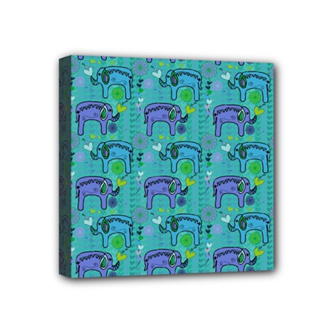 Elephants Animals Pattern Mini Canvas 4  X 4 