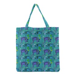 Elephants Animals Pattern Grocery Tote Bag by Nexatart