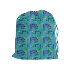 Elephants Animals Pattern Drawstring Pouches (extra Large) by Nexatart