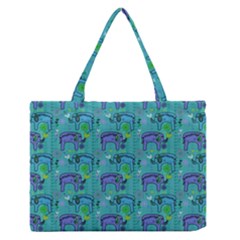 Elephants Animals Pattern Medium Zipper Tote Bag by Nexatart