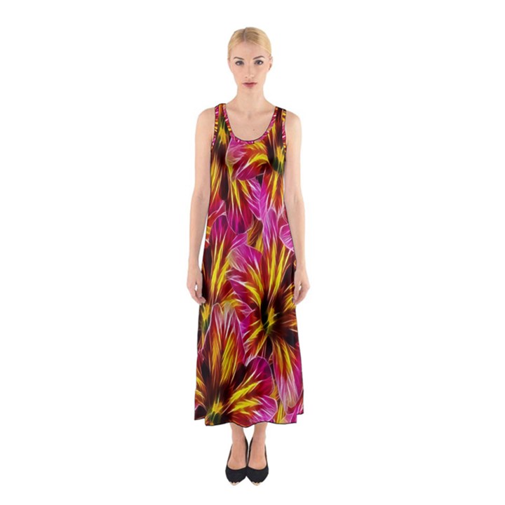 Floral Pattern Background Seamless Sleeveless Maxi Dress