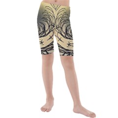 Atmospheric Black Branches Abstract Kids  Mid Length Swim Shorts by Nexatart