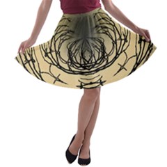 Atmospheric Black Branches Abstract A-line Skater Skirt by Nexatart
