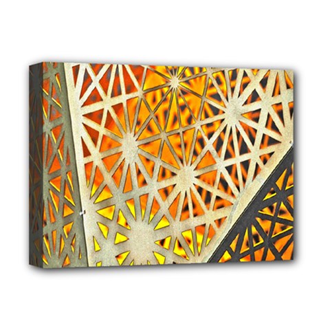 Abstract Starburst Background Wallpaper Of Metal Starburst Decoration With Orange And Yellow Back Deluxe Canvas 16  X 12   by Nexatart