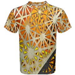 Abstract Starburst Background Wallpaper Of Metal Starburst Decoration With Orange And Yellow Back Men s Cotton Tee by Nexatart