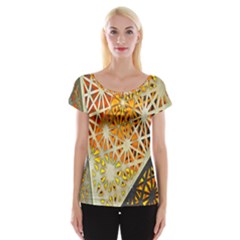 Abstract Starburst Background Wallpaper Of Metal Starburst Decoration With Orange And Yellow Back Women s Cap Sleeve Top by Nexatart