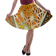 Abstract Starburst Background Wallpaper Of Metal Starburst Decoration With Orange And Yellow Back A-line Skater Skirt by Nexatart