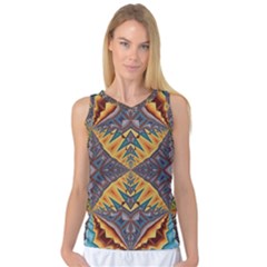 Kaleidoscopic Pattern Colorful Kaleidoscopic Pattern With Fabric Texture Women s Basketball Tank Top by Nexatart