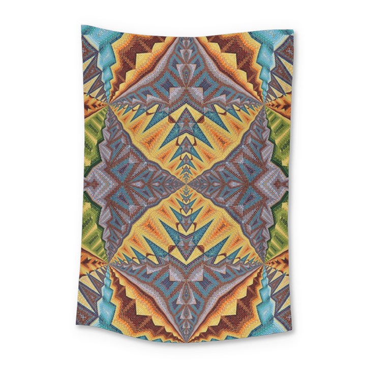 Kaleidoscopic Pattern Colorful Kaleidoscopic Pattern With Fabric Texture Small Tapestry