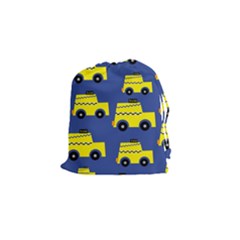 A Fun Cartoon Taxi Cab Tiling Pattern Drawstring Pouches (small)  by Nexatart