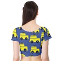 A Fun Cartoon Taxi Cab Tiling Pattern Short Sleeve Crop Top (Tight Fit) View2