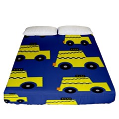 A Fun Cartoon Taxi Cab Tiling Pattern Fitted Sheet (california King Size)
