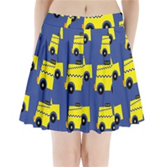 A Fun Cartoon Taxi Cab Tiling Pattern Pleated Mini Skirt by Nexatart