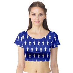 Starry Header Short Sleeve Crop Top (Tight Fit)