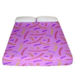 Confetti Background Pattern Pink Purple Yellow On Pink Background Fitted Sheet (king Size) by Nexatart