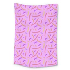 Confetti Background Pattern Pink Purple Yellow On Pink Background Large Tapestry by Nexatart