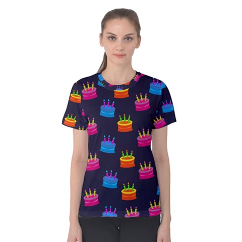 A Tilable Birthday Cake Party Background Women s Cotton Tee by Nexatart