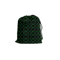 Green Black Pattern Abstract Drawstring Pouches (small)  by Nexatart