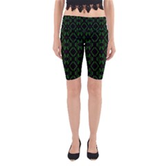 Green Black Pattern Abstract Yoga Cropped Leggings by Nexatart