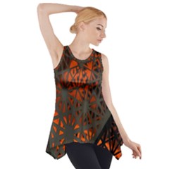 Abstract Lighted Wallpaper Of A Metal Starburst Grid With Orange Back Lighting Side Drop Tank Tunic by Nexatart