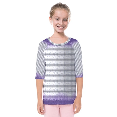 Purple Square Frame With Mosaic Pattern Kids  Quarter Sleeve Raglan Tee by Nexatart