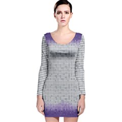 Purple Square Frame With Mosaic Pattern Long Sleeve Velvet Bodycon Dress