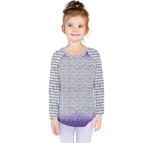 Purple Square Frame With Mosaic Pattern Kids  Long Sleeve Tee by Nexatart