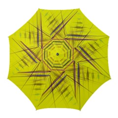 Fractal Color Parallel Lines On Gold Background Golf Umbrellas by Nexatart