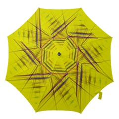 Fractal Color Parallel Lines On Gold Background Hook Handle Umbrellas (medium) by Nexatart