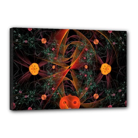 Fractal Wallpaper With Dancing Planets On Black Background Canvas 18  X 12  by Nexatart