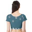 Blue Snowflakes Christmas Trees Short Sleeve Crop Top (Tight Fit) View2